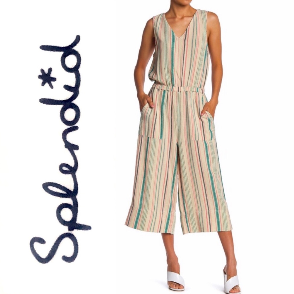 NWT Splendid Striped Wide Leg Cropped Jumpsuits